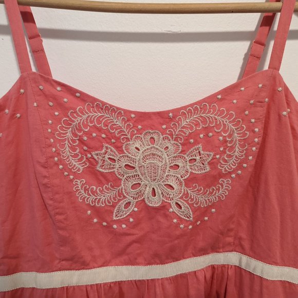 Anthropologie Moulinette Soeurs Pink Embroidered Cotton Dress - Picture 3 of 10